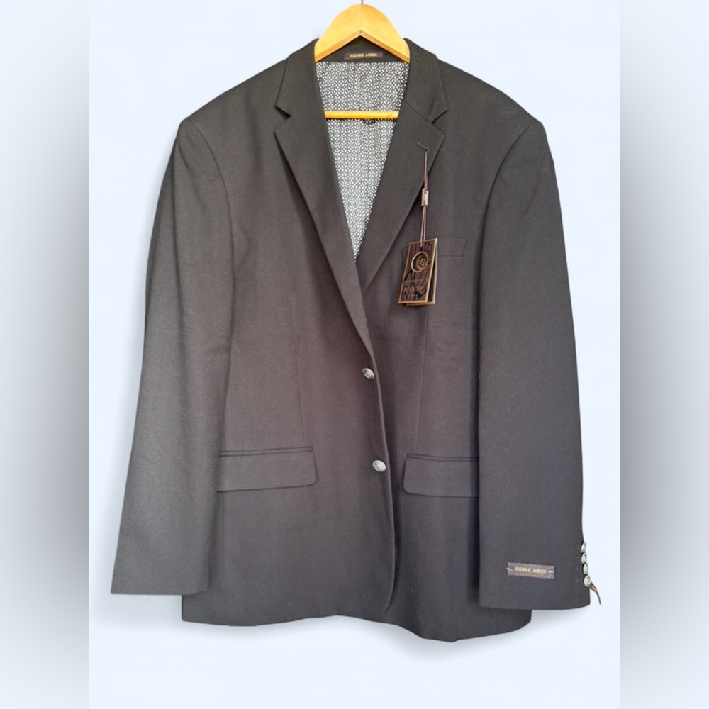 Pierre Loren Men's Black George 2B Classic Fit Sport Coat Jacket NWT Size 46L